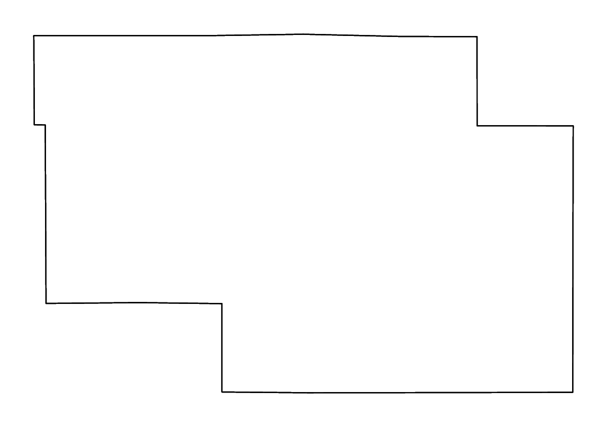 Outline map of Pawnee County, Kansas with rivers.