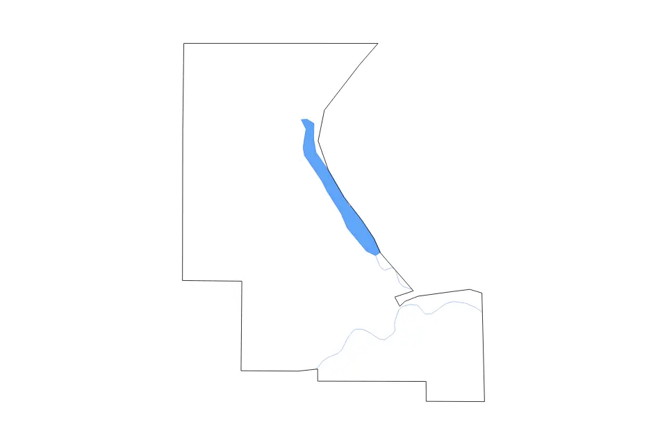 Outline map of Riley County, Kansas with subdivision borders and major lakes and rivers.