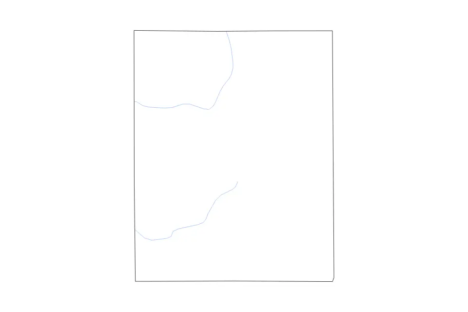 Outline map of Scott County, Kansas with subdivision borders and rivers.