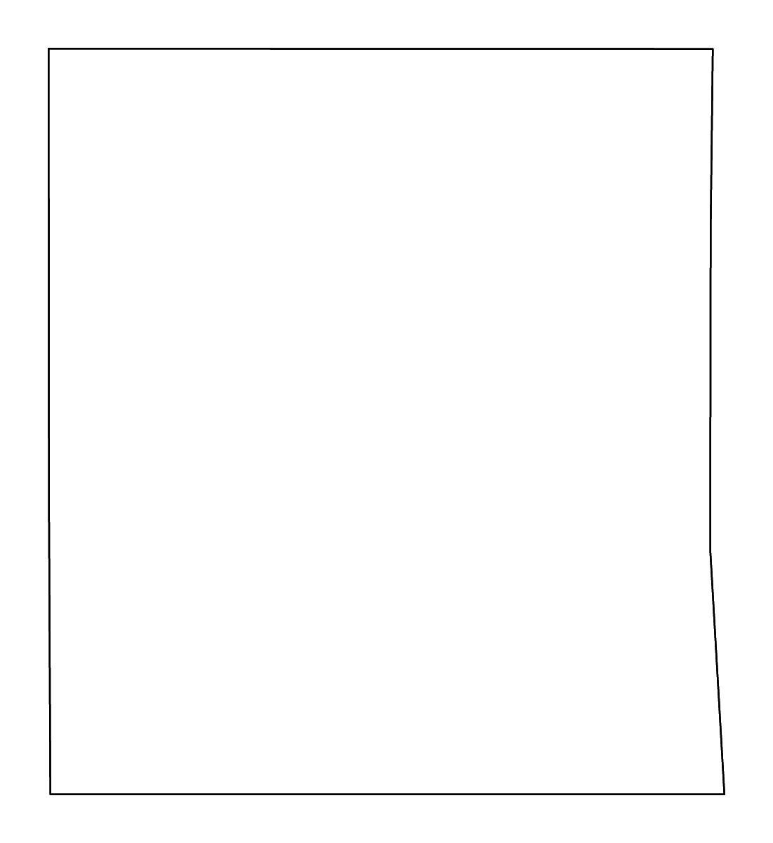 Outline map of Seward County, Kansas with rivers.