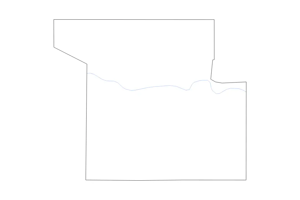 Outline map of Shawnee County, Kansas with subdivision borders and rivers.