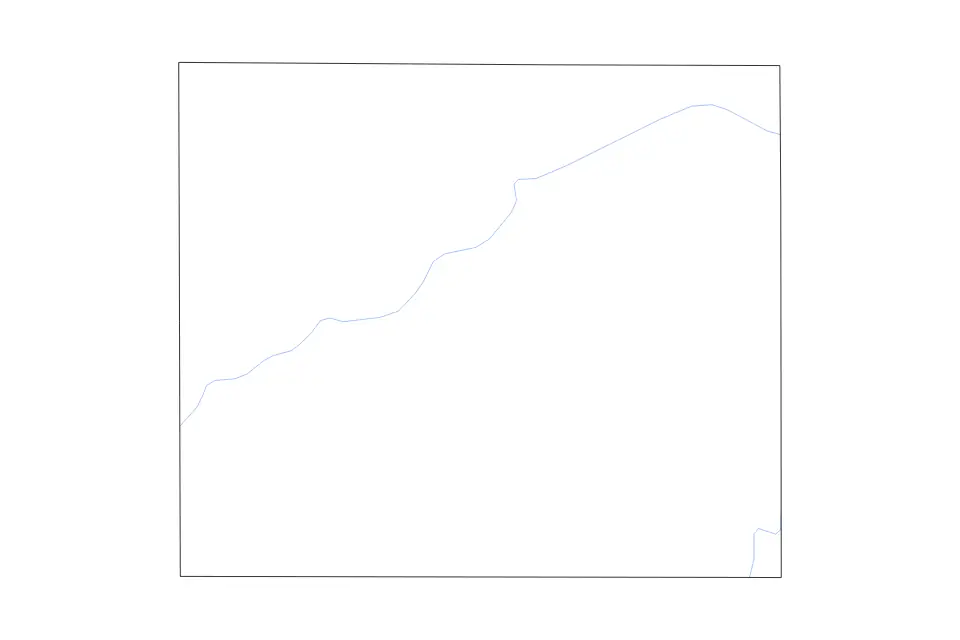 Outline map of Stanton County, Kansas with subdivision borders and rivers.