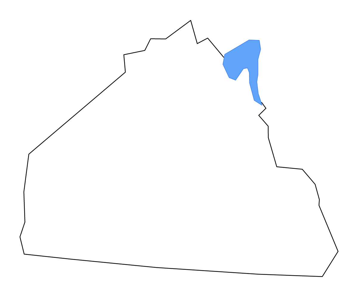 Mapa de contorno de Allen, Kentucky con lagos y ríos.