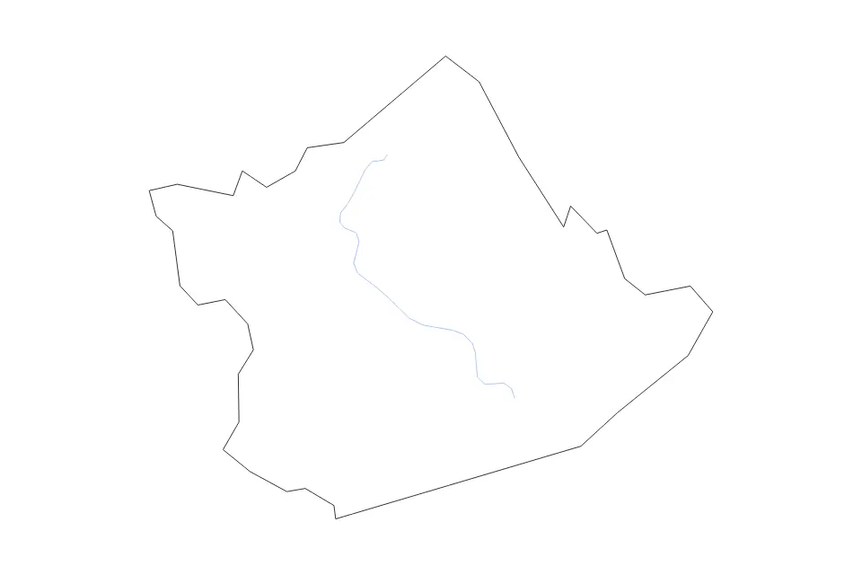 Outline map of Bourbon County, Kentucky with subdivision borders and rivers.