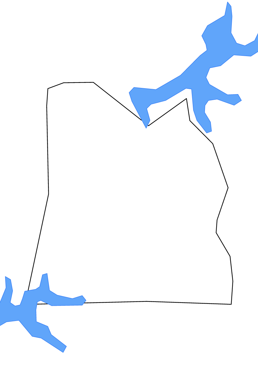 Mapa de contorno de Clinton, Kentucky con lagos y ríos.