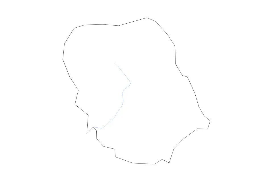 Outline map of Jackson County, Kentucky with subdivision borders and rivers.