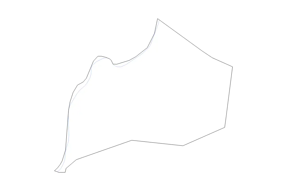 Outline map of Jefferson County, Kentucky with subdivision borders and rivers.