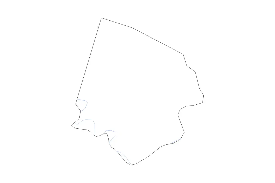 Outline map of Jessamine County, Kentucky with subdivision borders and rivers.
