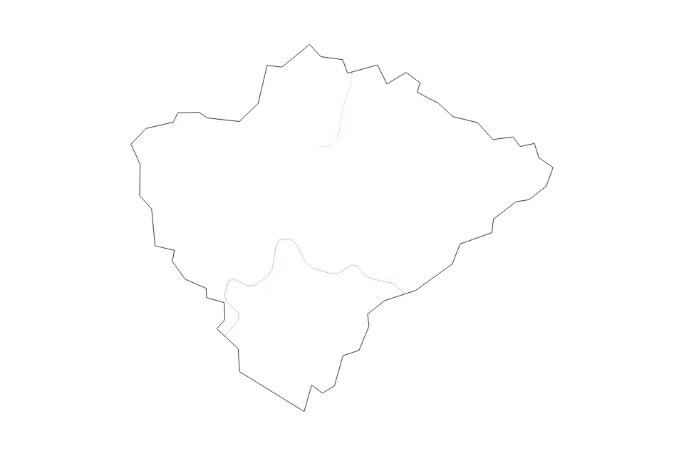 Mapa de Knox, Kentucky de tipo contorno y ríos para América del Norte, con contorno y ríos con límites limpios.
