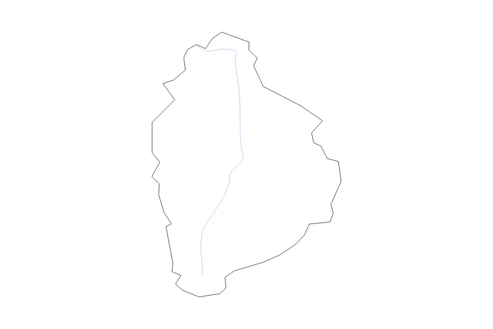 Outline map of Leslie County, Kentucky with subdivision borders and rivers.