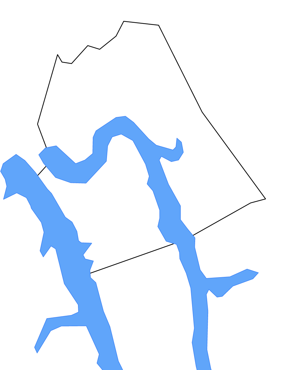 Mapa de contorno de Lyon, Kentucky con lagos.
