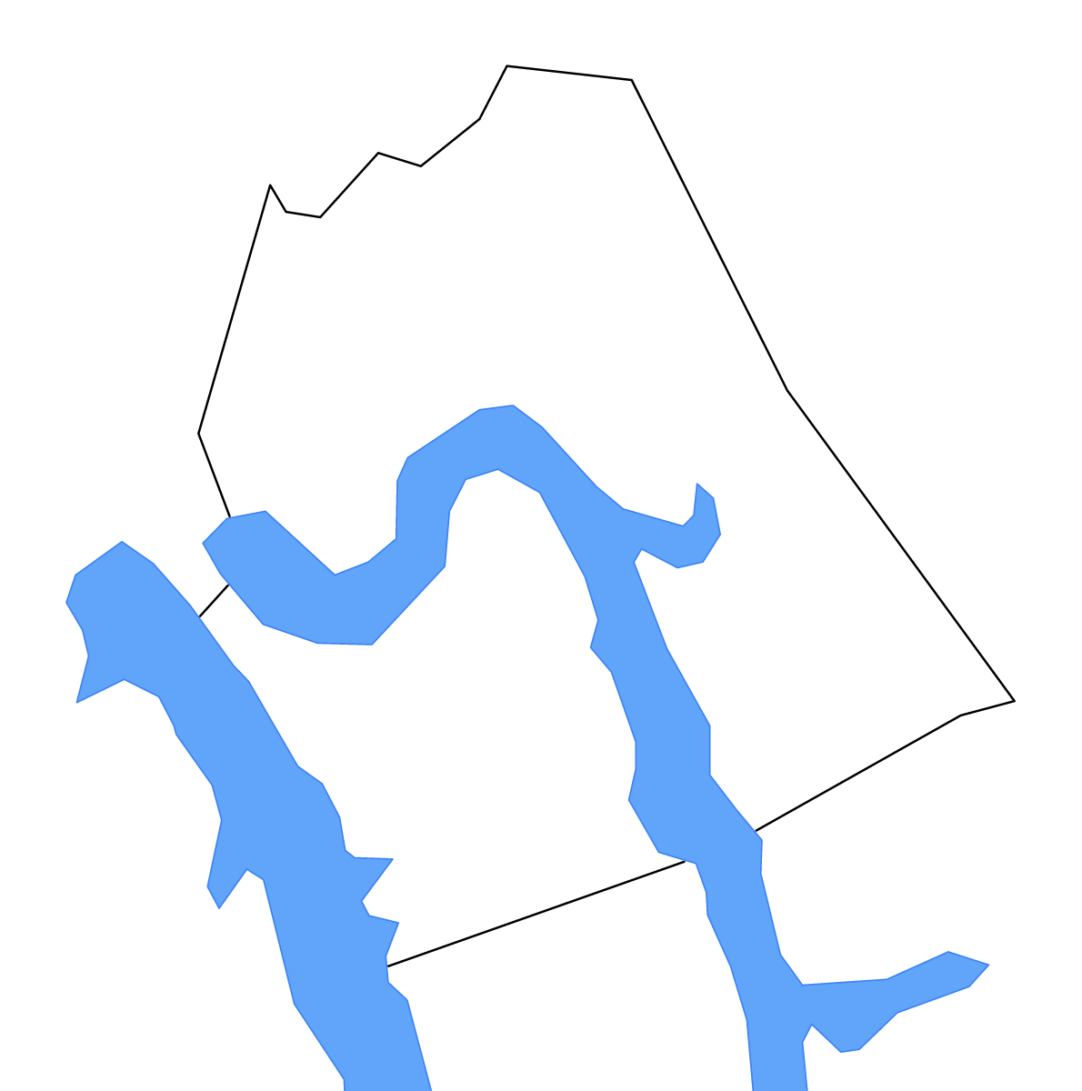 Carte de contour de Lyon, Kentucky avec lacs.