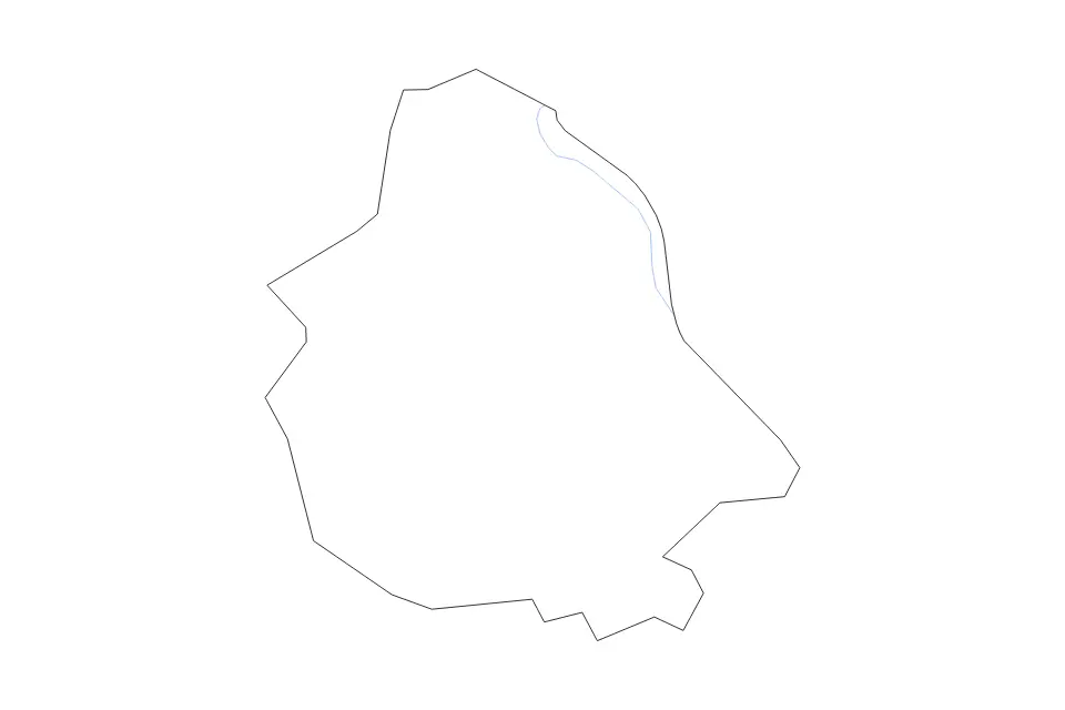 Outline map of Martin County, Kentucky with subdivision borders and rivers.
