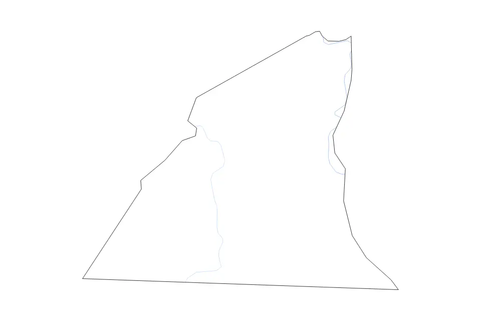 Mapa de McCreary, Kentucky de tipo contorno y ríos para América del Norte, con contorno y ríos con límites limpios.
