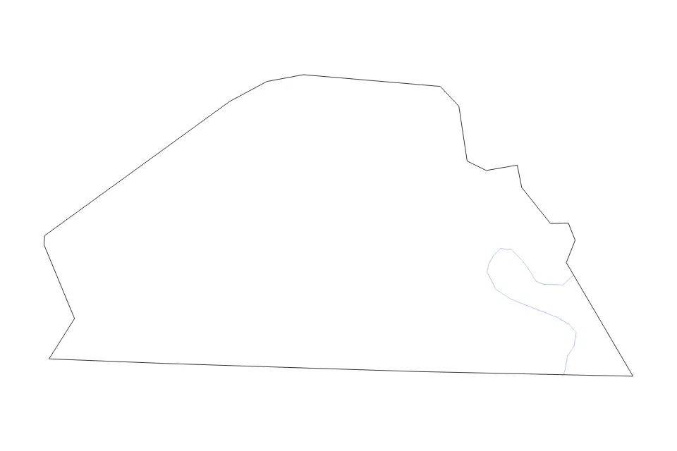 Outline map of Monroe County, Kentucky with subdivision borders and rivers.