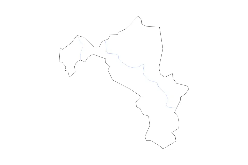 Outline map of Perry County, Kentucky with subdivision borders and rivers.