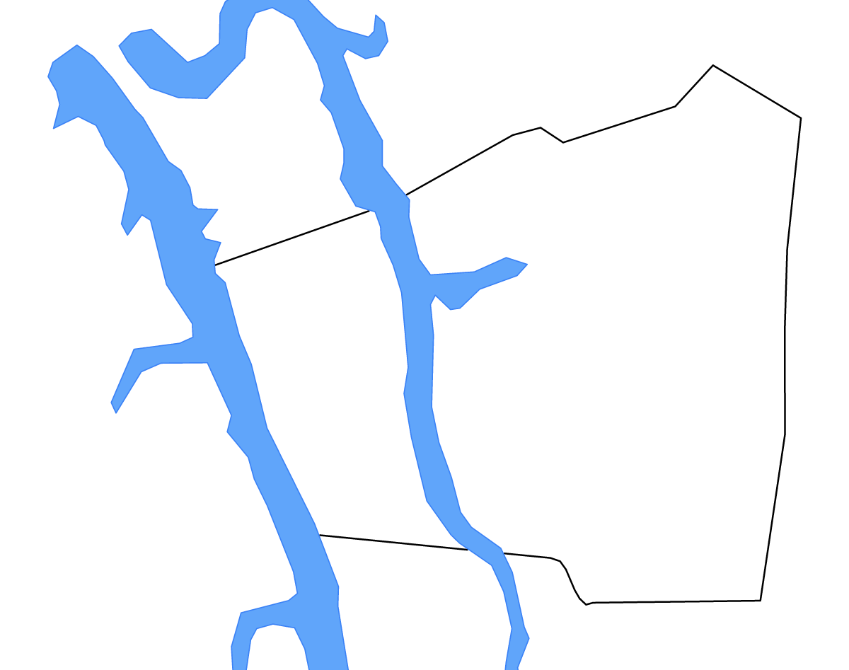 Mapa de contorno de Trigg, Kentucky con lagos.