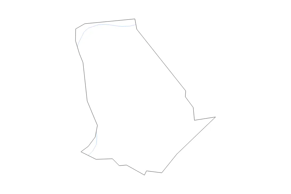 Outline map of Trimble County, Kentucky with subdivision borders and rivers.