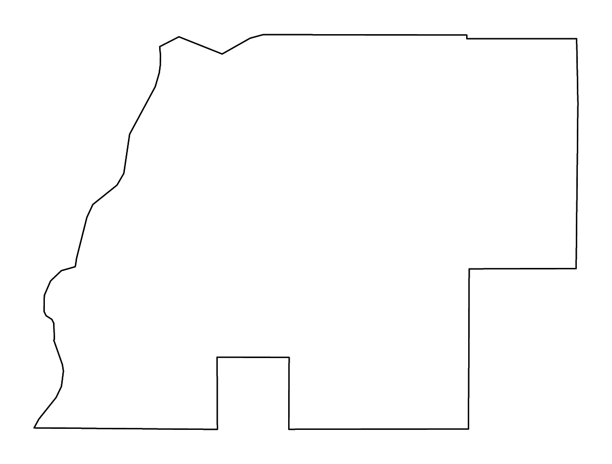 Outline map of Beauregard Parish, Louisiana with rivers.