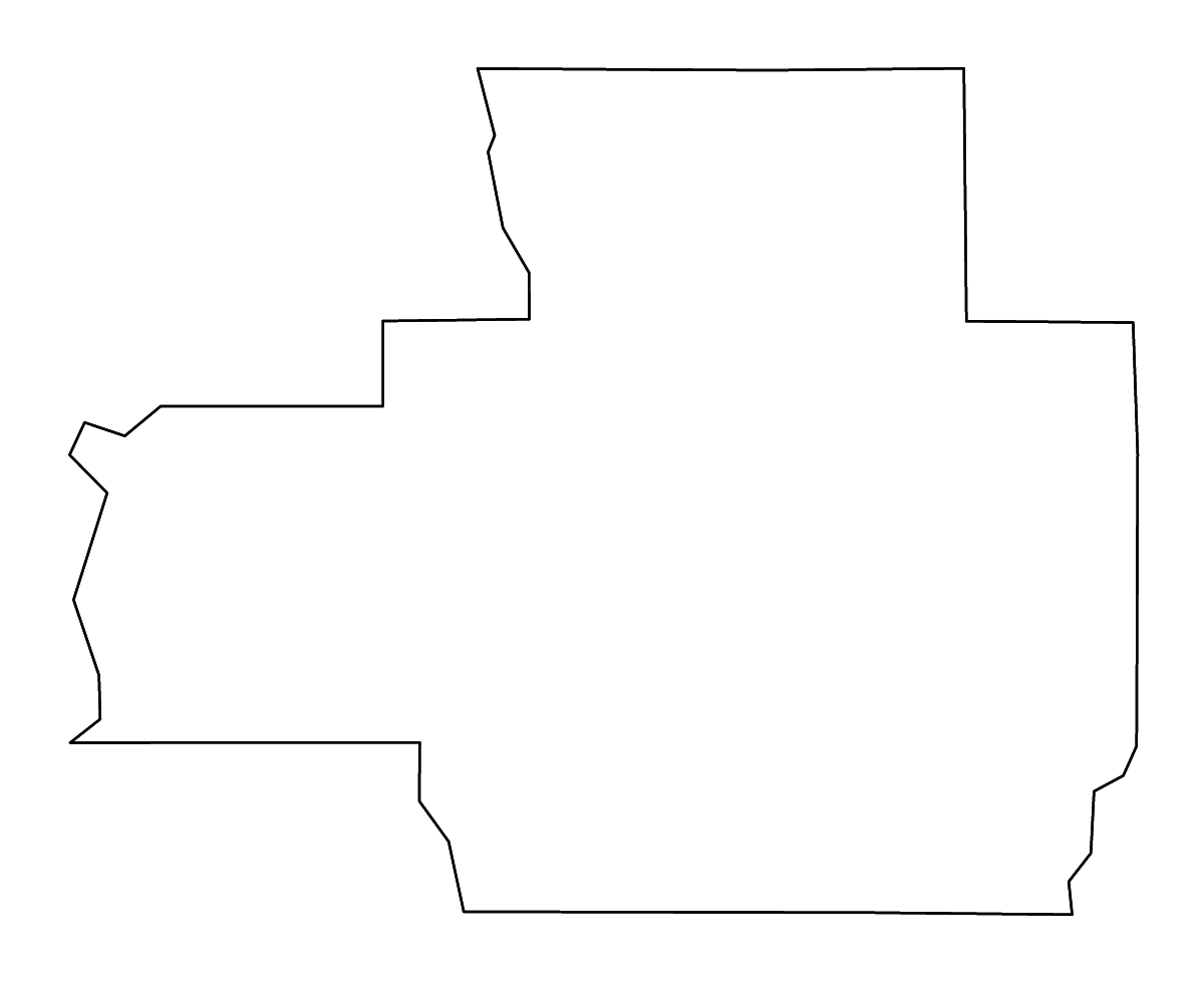 Outline map of Bienville Parish, Louisiana with rivers.