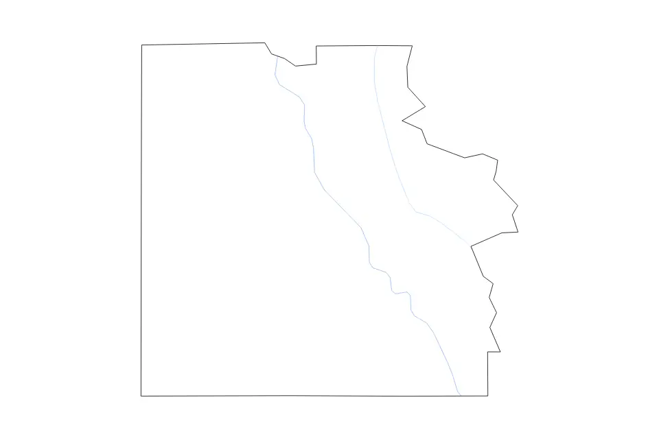 Mapa de Caldwell Parish, Louisiana de tipo contorno y ríos para América del Norte, con contorno y ríos con límites limpios.
