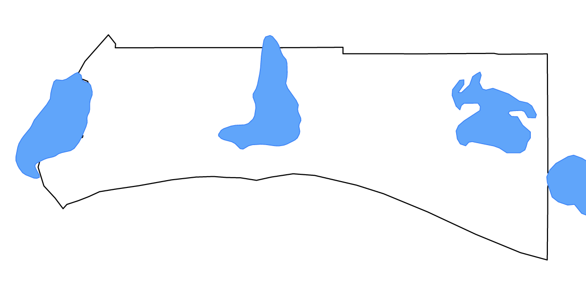 Mapa de contorno de Cameron Parish, Louisiana con lagos y ríos.