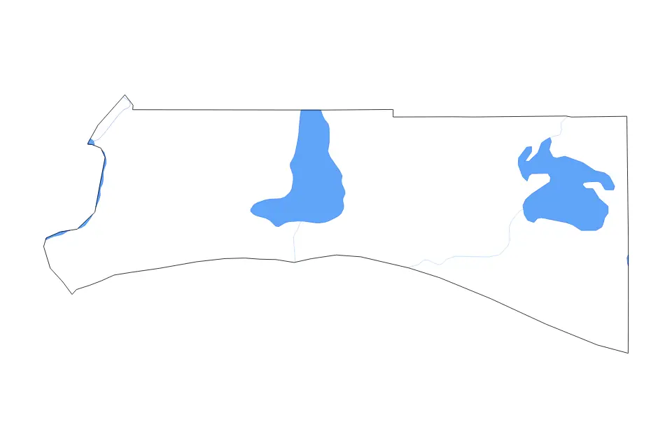 Mapa de Cameron Parish, Louisiana de tipo contorno, lagos y ríos para América del Norte, con contorno, lagos y ríos con elementos de agua como White Lake, Calcasieu Lake y Sabine Lake.