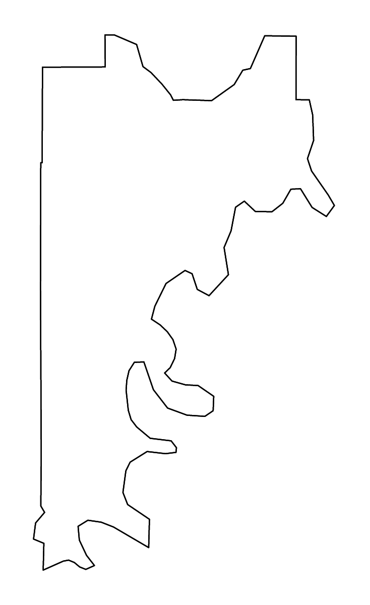 Outline map of Catahoula Parish, Louisiana with rivers.
