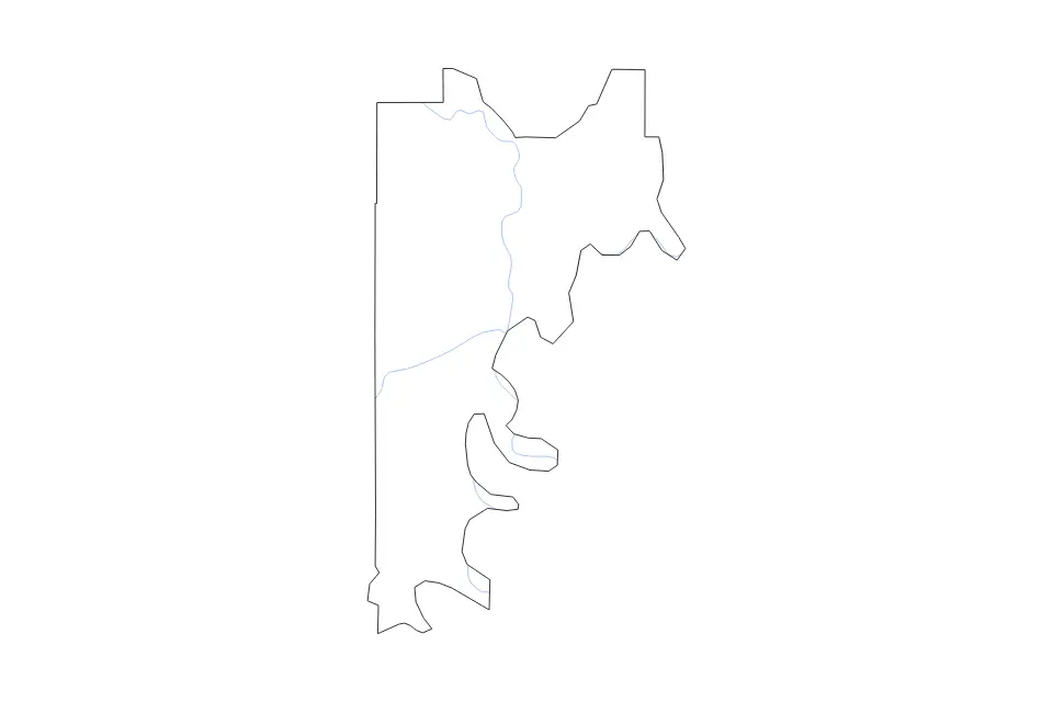 Mapa de Catahoula Parish, Louisiana de tipo contorno y ríos para América del Norte, con contorno y ríos con límites limpios.