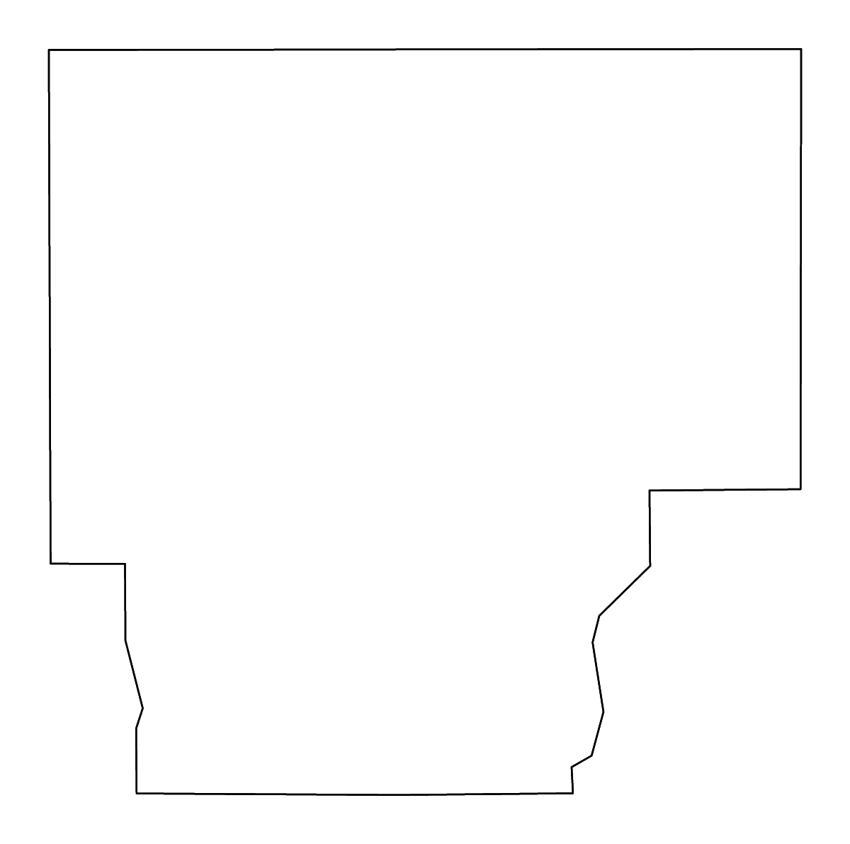 Outline map of Claiborne Parish, Louisiana with rivers.