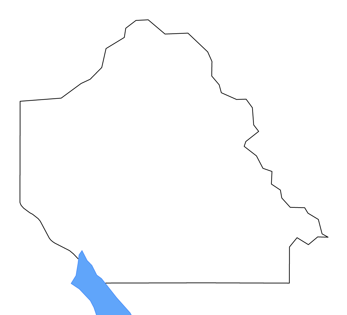 Mapa de contorno de DeSoto Parish, Louisiana con lagos y ríos.