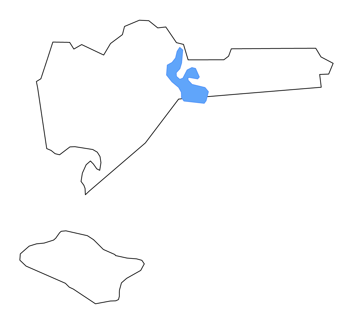 Mapa de contorno de Iberia Parish, Louisiana con lagos y ríos.