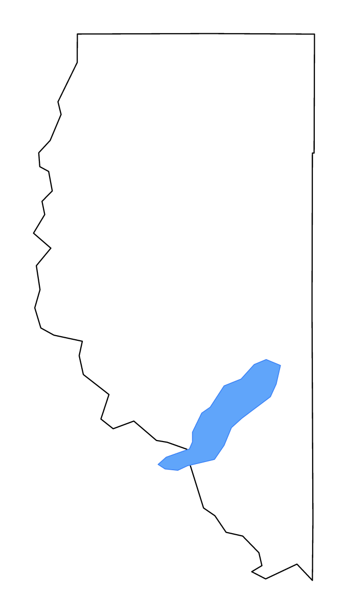 Mapa de contorno de La Salle Parish, Louisiana con lagos y ríos.