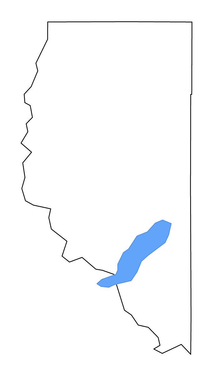 Outline map of La Salle Parish, Louisiana with lakes and rivers.