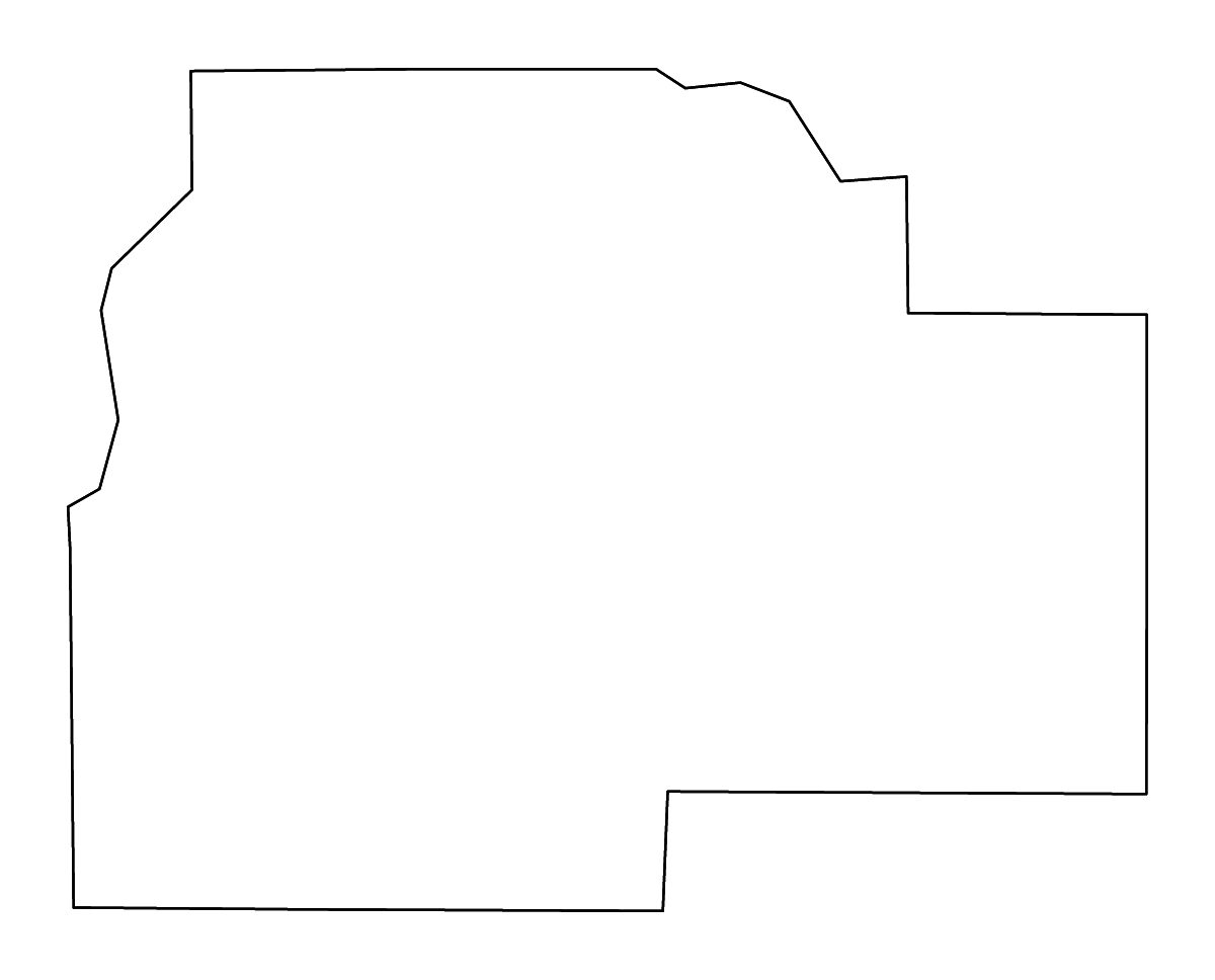 Outline map of Lincoln Parish, Louisiana with rivers.