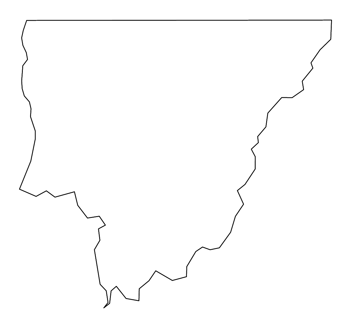 Mapa de contorno de Morehouse Parish, Louisiana con ríos.