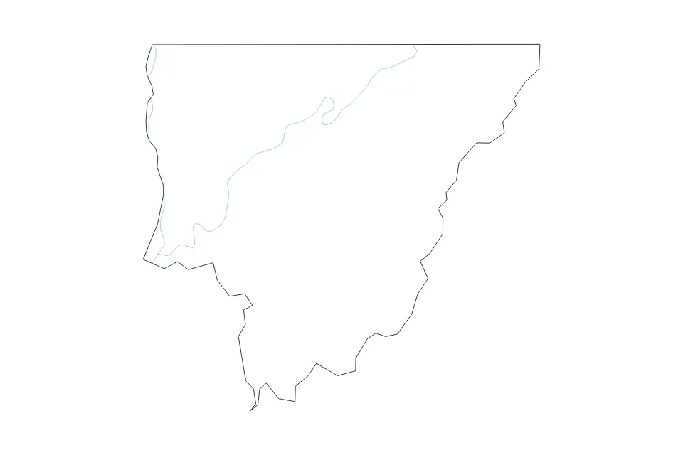 Mapa de Morehouse Parish, Louisiana de tipo contorno y ríos para América del Norte, con contorno y ríos con límites limpios.
