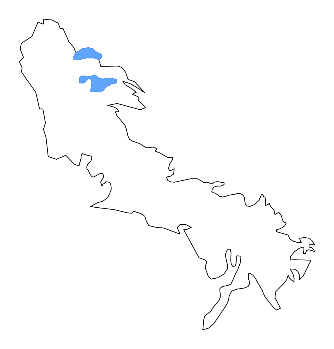 Mapa de contorno de Plaquemines Parish, Louisiana con lagos y ríos.