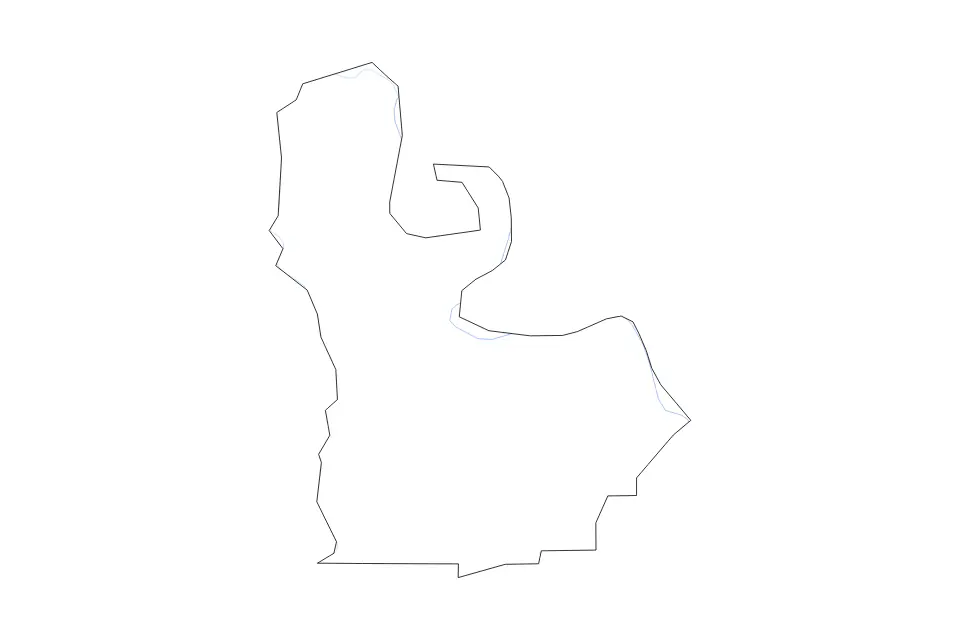 Outline map of Pointe Coupee Parish, Louisiana with subdivision borders and rivers.