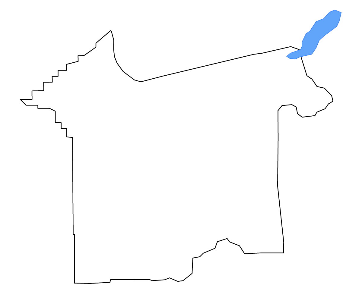 Mapa de contorno de Rapides Parish, Louisiana con lagos y ríos.
