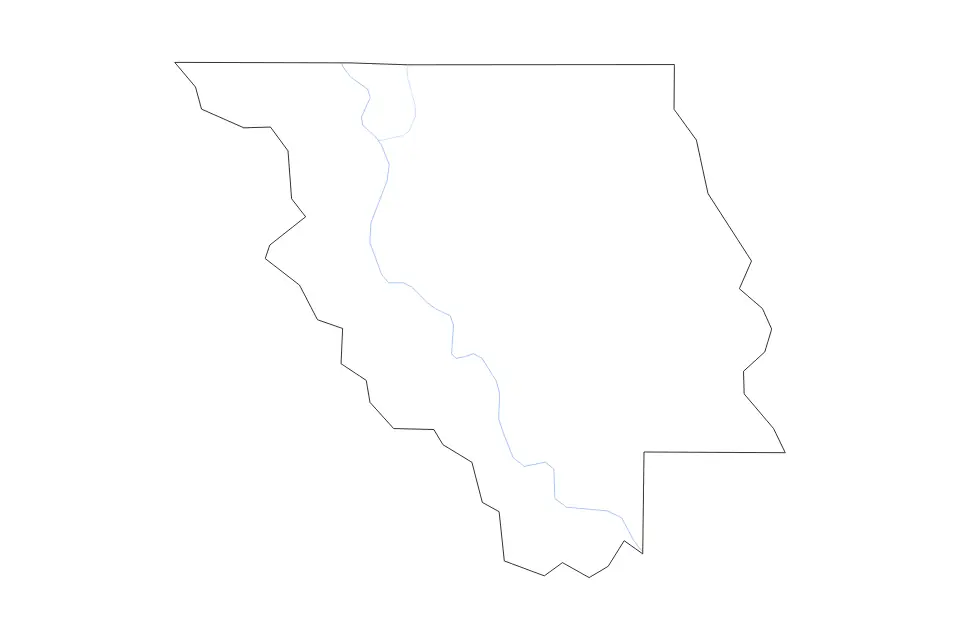 Mapa de Red River Parish, Louisiana de tipo contorno y ríos para América del Norte, con contorno y ríos con límites limpios.