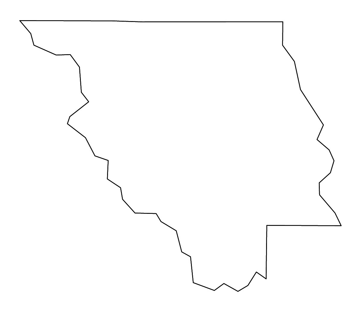 Mapa de contorno de Red River Parish, Louisiana con ríos.