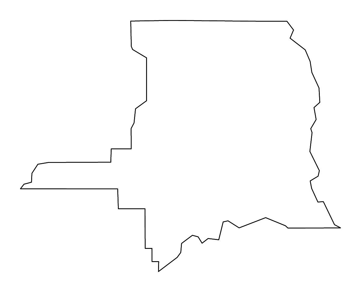 Mapa de contorno de St. Landry Parish, Louisiana con ríos.