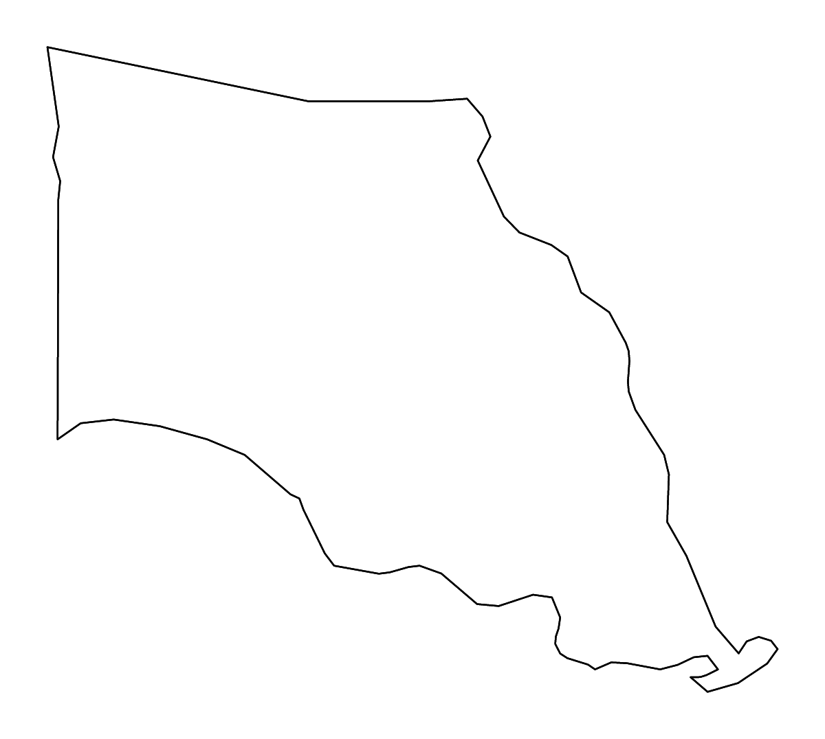Mapa de contorno de St. Tammany Parish, Louisiana con ríos.