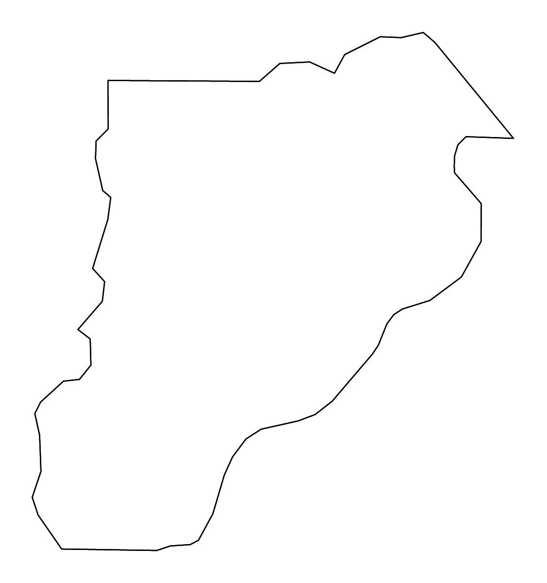 Mapa de contorno de Tensas Parish, Louisiana con ríos.