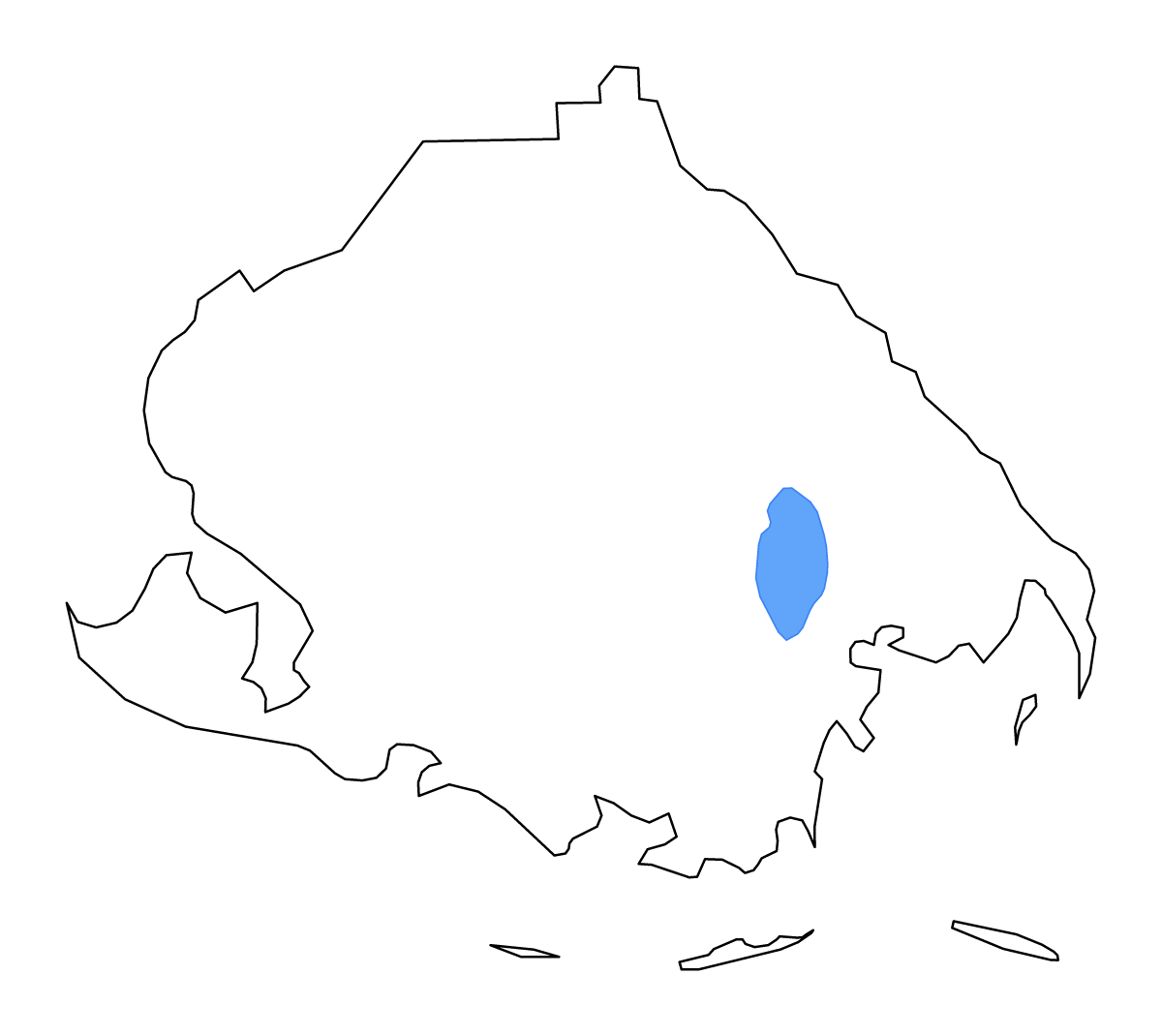 Mapa de contorno de Terrebonne Parish, Louisiana con lagos.