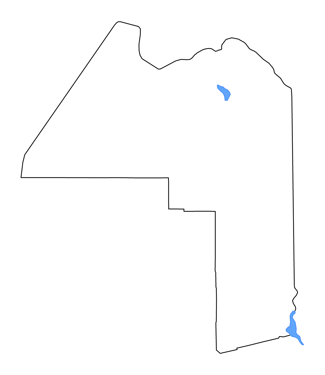 Carte de contour de Aroostook, Maine avec lacs et rivières.