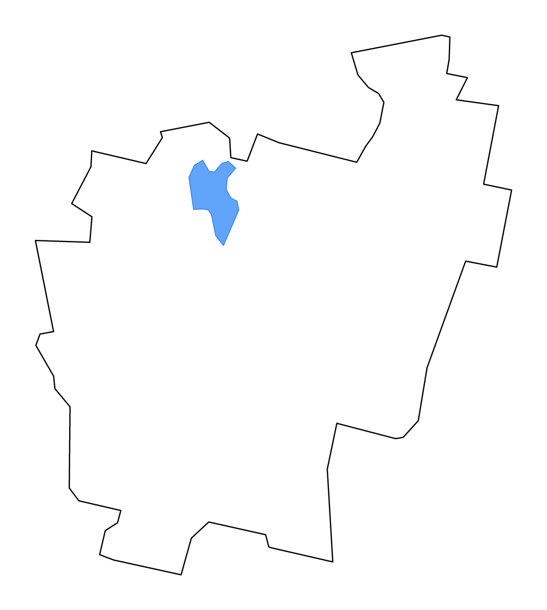 Carte de contour de Kennebec, Maine avec lacs et rivières.
