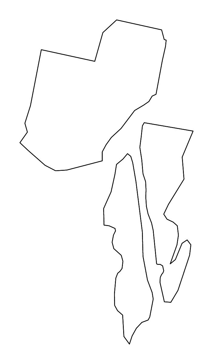 Mapa de contorno de Sagadahoc, Maine con ríos.