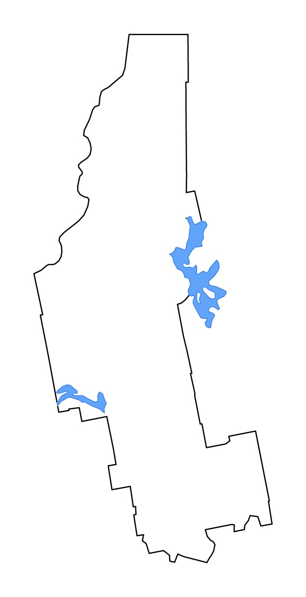 Carte de contour de Somerset, Maine avec lacs et rivières.